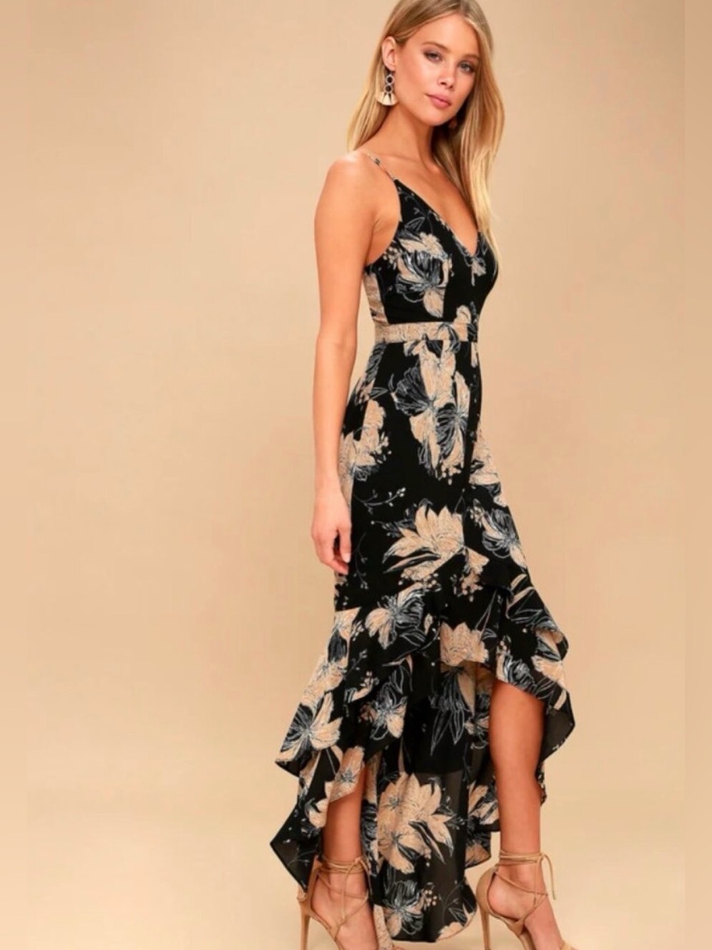 Lulu's Darling Daylily Ruffle Hem Dress Size XS